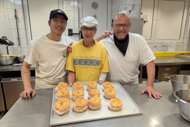 Traditionsbäckerei Röslerv.l.n.r. Truon Sa, Meisterin Birgit Rösler, Konditor Daniel Pausin